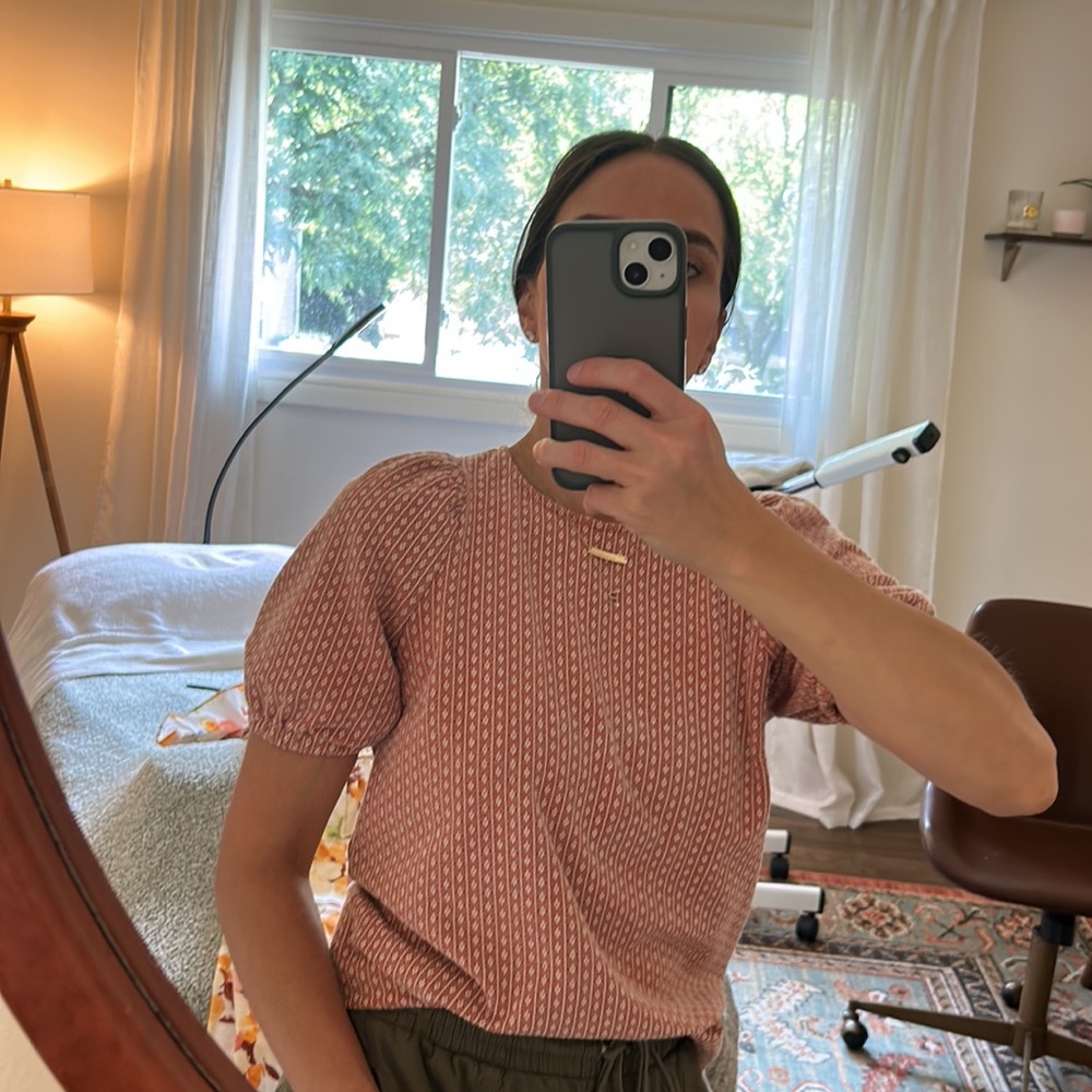 Madewell puff sleeve patterned shirt xsmall